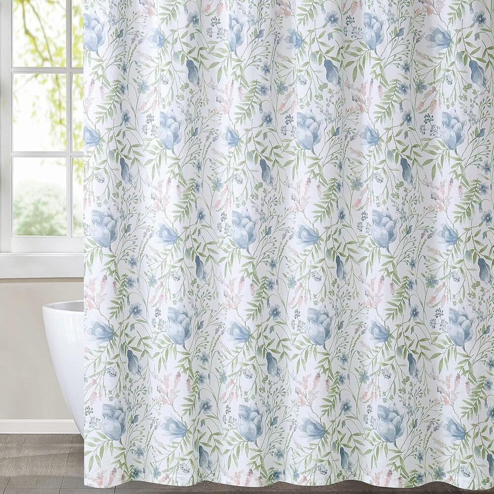 Cottage Classics Field Floral Multi Cotton 1-Piece Shower Curtain Shower Curtain
